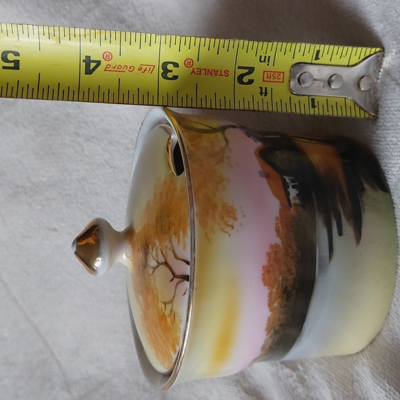Noritake ceramic hand painted sugar bowl with lid tree and house design - Picture 8 of 9